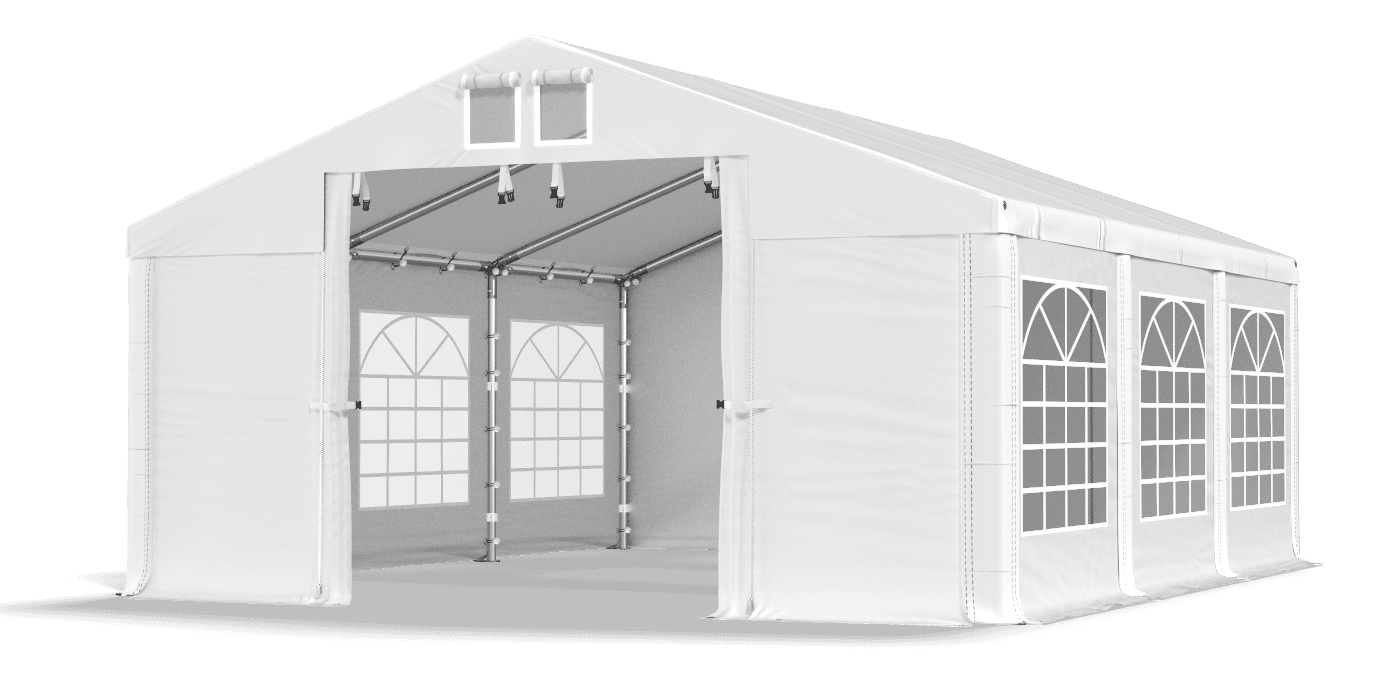Biały, duży namiot ogrodowy