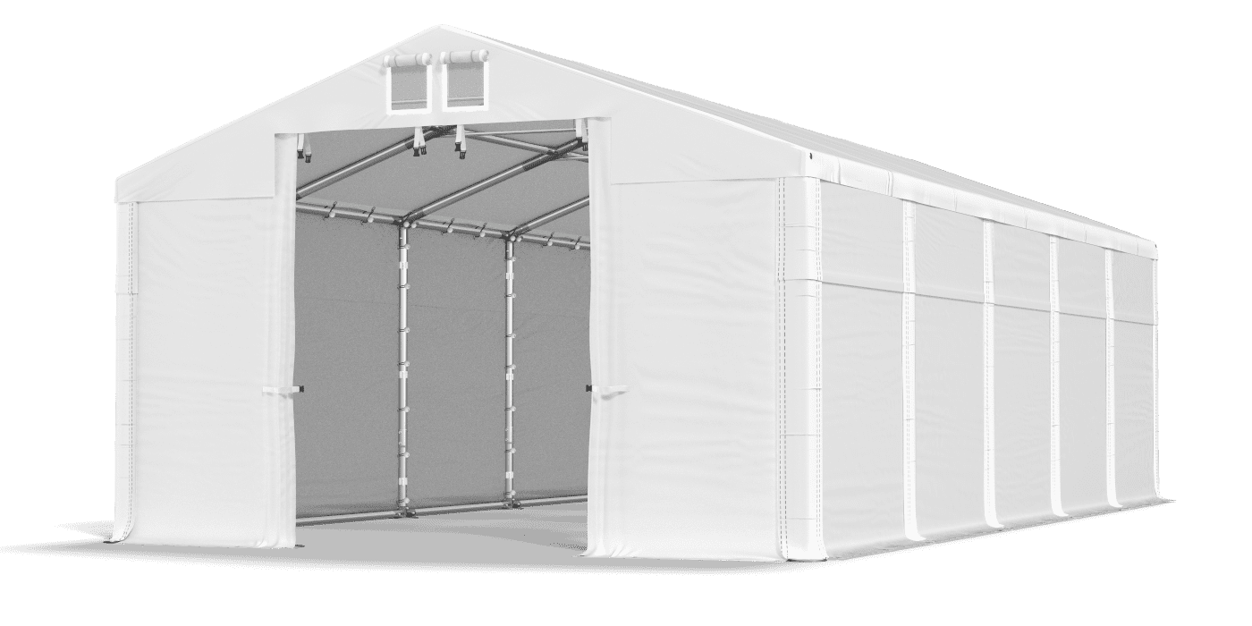 Biały namiot do hodowli zwierząt